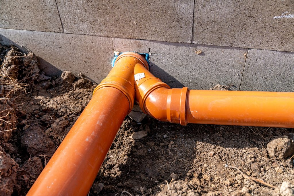 Sewage system of PVC pipes
